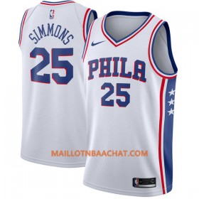 Maillot NBA Philadelphia 76ers Ben Simmons 25 Nike 2017-18 Blanc Swingman - Homme